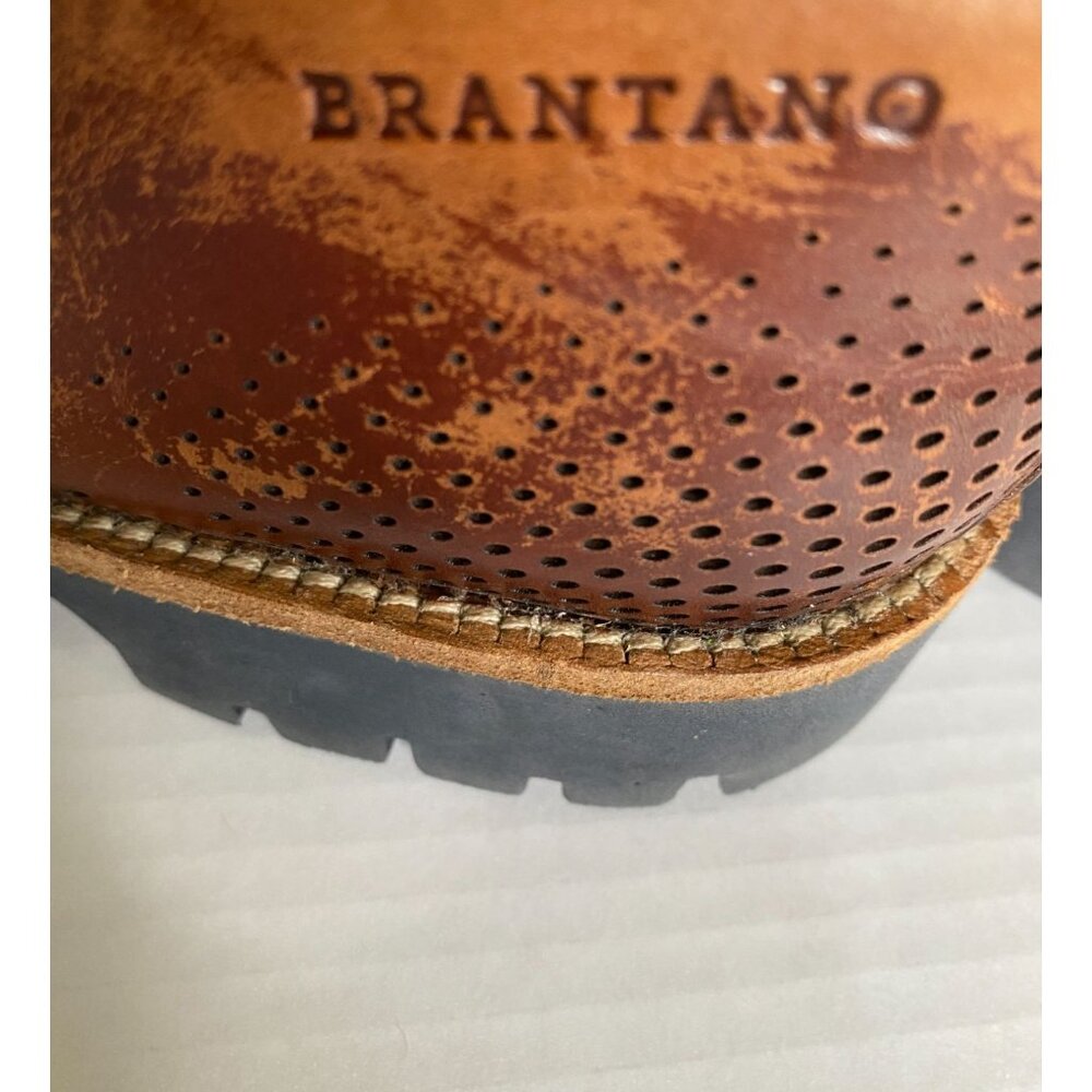 Brantano Men’s Brown Leather Oxford Dress Shoes Size 9 – Perforated Distressed - Picture 4 of 8